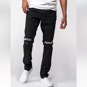 EUC Broken Promises Stitch & Rip Black Denim Skinny Jeans Size 36